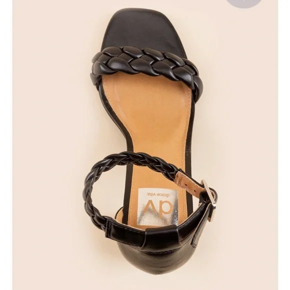 NEW DV Dolce Vita Hassa Heeled Sandal Black Braided Straps‎ - Picture 6 of 14